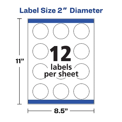 Avery Labels Round Permanent 2" Dia 300/PK Matte White 22877 - Image 6