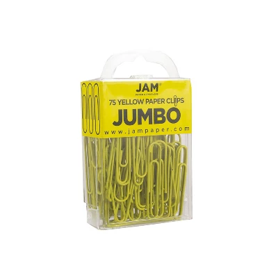 JAM Paper Colored Jumbo Paper Clips Large 2 Inch Yellow Paperclips 2 Packs Of 75 (42182236a) - Image 2