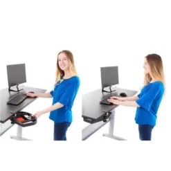 Clamp-On Desk Organizer – 13.5” Swivel Pen Tray With 4 Storage Compartments – Black – Stand Steady