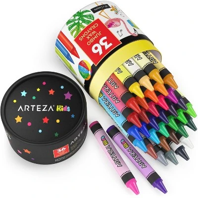 Arteza Kids Wax Crayons, Jumbo Size - 36 Pack