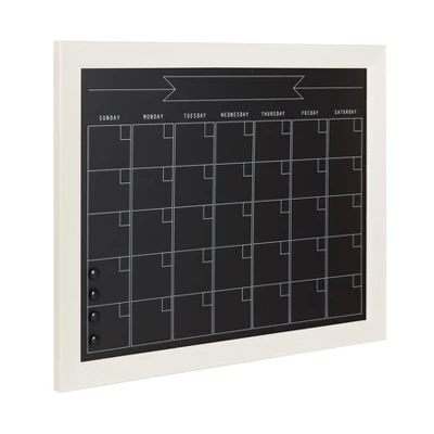 29" X 23" Beatrice Framed Magnetic Chalkboard Calendar White - DesignOvation