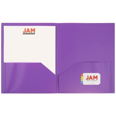 JAM 6pk POP 2 Pocket School Presentation Plastic Folders Purple - Image 2