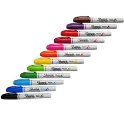 Sharpie Permanent Marker, Brush Tip, Assorted Color, Set Of 12