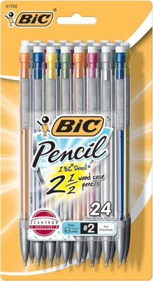 BIC Xtra Precision Mechanical Pencils, Assorted Metallics, Pack Of 24