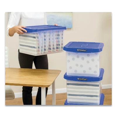 Bankers Box Heavy Duty Plastic File Storage Locking Lid Letter/Legal Clear/Blue 2/Pack 0086202 - Image 5