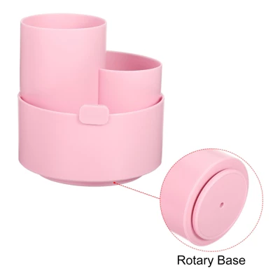Unique Bargains Rotary Pen Holder 3 Slots 360 Degree Makeup Brush Desktop Stationery Organizer For Office Home - Image 2