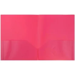 JAM 6pk POP 2 Pocket School Presentation Plastic Folders Pink