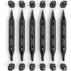 Arteza Fabric Markers, Black - 6 Pack