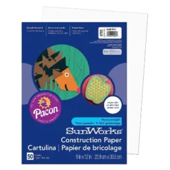 Pacon SunWorks 9" X 12" Construction Paper Bright White 50 Sheets/Pack 10 Packs (PAC8703-10)