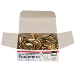 Charles Leonard Brass-Plated Paper Fasteners, 1", 100 Per Box, 10 Boxes