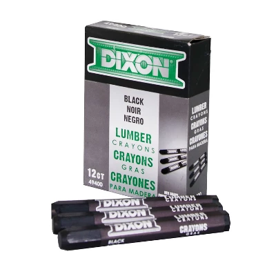Dixon Lumber Crayons 4 1/2 X 1/2 Carbon Black Dozen 49400