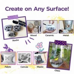 PINTAR Premium Acrylic Paint Pens - 4 (0.7mm), 4(1.0mm) & 4(5.0mm) Fine Tip Pens For Rock Painting, Ceramic Glass, Wood, Glass (12 Black)