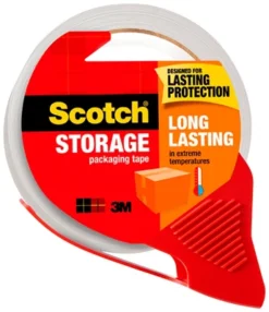 Scotch Long Lasting Storage Packaging Tape With Refillable Dispenser, 1.88 Inches X 54.6 Yards, Clear