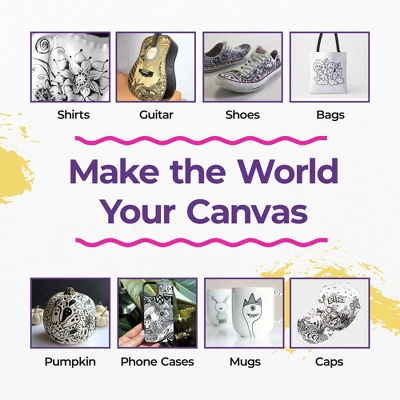 PINTAR Premium Acrylic Paint Pens - 4 (0.7mm), 4(1.0mm) & 4(5.0mm) Fine Tip Pens For Rock Painting, Ceramic Glass, Wood, Glass (12 Black) - Image 2