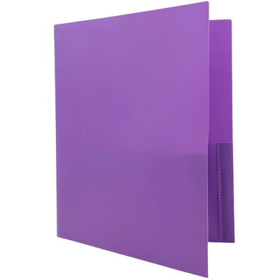 JAM 6pk POP 2 Pocket School Presentation Plastic Folders Purple - Image 3