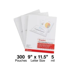 Staples 5 Mil Thermal Laminating Pouches Letter 300 Pack 5245701