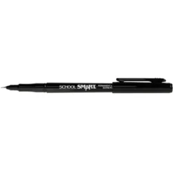 School Smart Permanent Markers, Extra Fine Tip, Black, Pack Of 12
