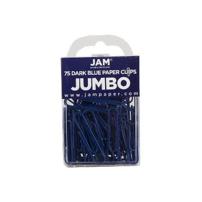 JAM Paper Jumbo Smooth Paper Clip Dark Blue 3/Pack 42186869B