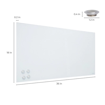 ECR4Kids MessageStor 18in X 36in Magnetic Dry-Erase Glass Board And 4 Rare Earth Magnets