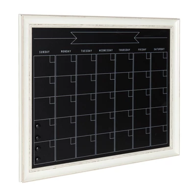 28.88" X 1.11" Macon Framed Magnetic Chalkboard Monthly Calendar White - Kate And Laurel