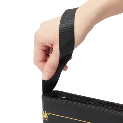 Bright Creations 9 Pocket Trading Card Binder With Removable Sleeves, Holds Up To 360 Cards, 14 X 11 In, Black & Gold Faux Leather - Image 3
