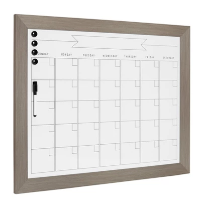 23" X 29" Beatrice Framed Magnetic Dry Erase Monthly Calendar Gray - DesignOvation