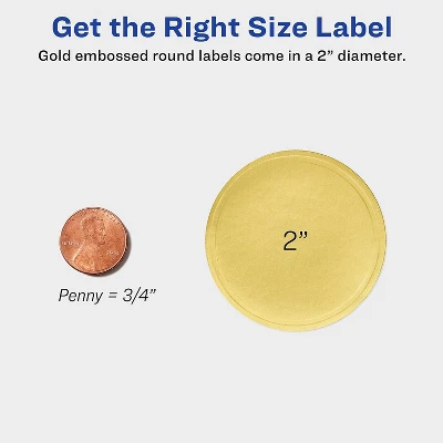 Avery Round Labels 2" Dia Gold Foil 96/Pack 22831 - Image 5
