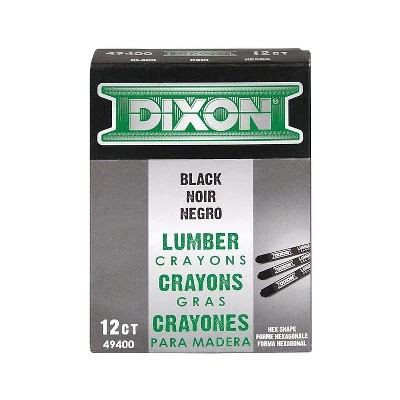 Dixon Lumber Crayons 4 1/2 X 1/2 Carbon Black Dozen 49400 - Image 2