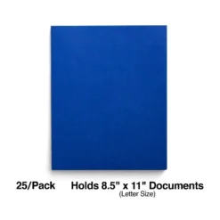 Staples School Grade 2 Pocket Folder With Fasteners Blue 25/Box 27542-CC