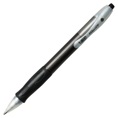 BIC Velocity Refillable Retractable Ballpoint Pen, 1 Mm Medium Tip, Black Ink/Barrel, Pack Of 12