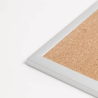 U Brands 35" Square Cork Bulletin Board Silver Aluminum Frame