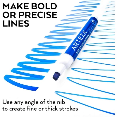 Arteza Dry Erase Markers, Chisel Tip, Blue For School - 36 Pack