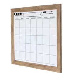 29" X 23" Beatrice Framed Magnetic Dry Erase Monthly Calendar Rustic Brown - DesignOvation