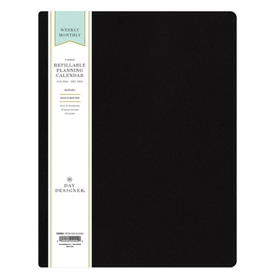 Day Designer 2024 Planner 8.5"x11" Weekly/Monthly Faux Leather Black - Image 2
