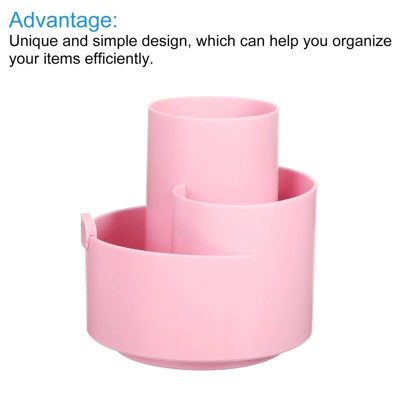 Unique Bargains Rotary Pen Holder 3 Slots 360 Degree Makeup Brush Desktop Stationery Organizer For Office Home - Image 3