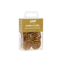 JAM Paper Colored Circular Paper Clips Round Paperclips Gold 2 Packs Of 50 21832062B