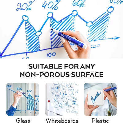 Arteza Dry Erase Markers, Chisel Tip, Blue For School - 36 Pack - Image 4