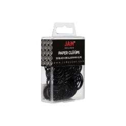 JAM Paper Colored Circular Paper Clips Round Paperclips Black 2 Packs Of 50 2187133B