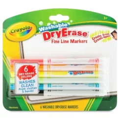 Crayola Washable Dry-Erase Fine Line Markers 6/BX Ast 985906