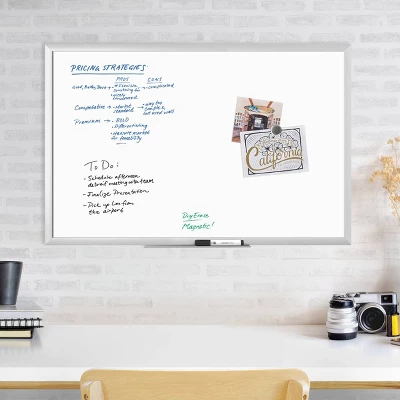 U Brands 35"x23" Magnetic Dry Erase Board With Tray Aluminum Frame - Image 2