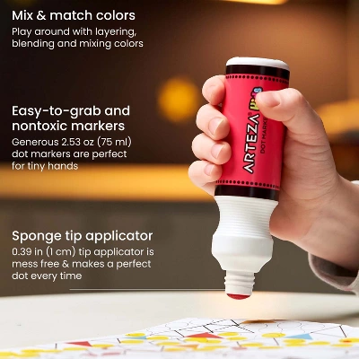 Arteza Kids Dot Markers 75ml, Coloring Dot Marker Book, 7 Pieces, - Image 3