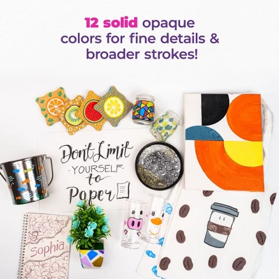 PINTAR Premium Acrylic Paint Pens - 4 (0.7mm), 4(1.0mm) & 4(5.0mm) Fine Tip Pens For Rock Painting, Ceramic Glass, Wood, Glass (12 Black) - Image 6