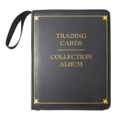 Bright Creations 9 Pocket Trading Card Binder With Removable Sleeves, Holds Up To 360 Cards, 14 X 11 In, Black & Gold Faux Leather - Image 7