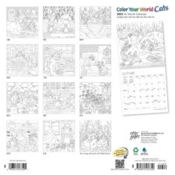 2023 Square Wall Calendar Color Your World Cats - BrownTrout
