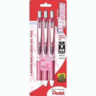Pentel EnerGel RTX Retractable Liquid Gel Pen .7mm Pink Barrel Black Ink. 3/Pack BL77PBP3ABC - Image 2