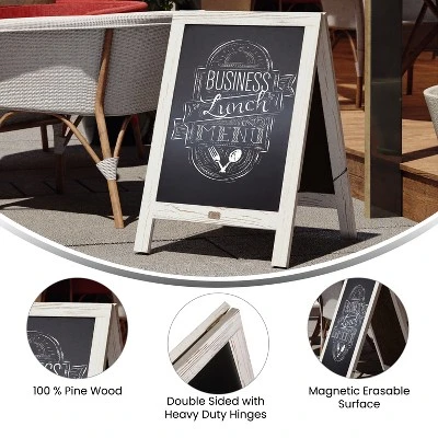 Flash Furniture Canterbury Vintage Wooden A-Frame Magnetic Indoor/Outdoor Chalkboard Sign, Freestanding Double Sided Extra Large Message Board - Image 4
