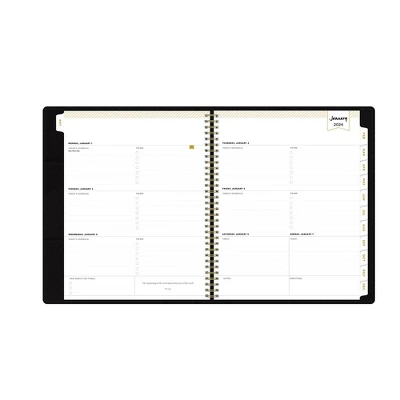 Day Designer 2024 Planner 8.5"x11" Weekly/Monthly Faux Leather Black - Image 4