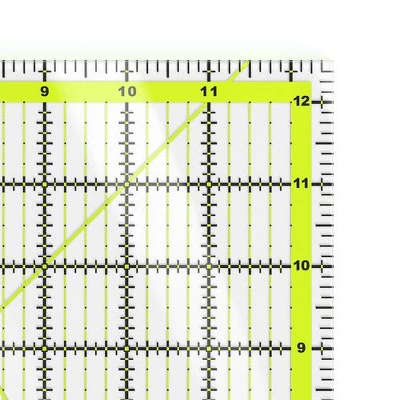 Arteza Quilter's Ruler, Acrylic, Square, 12.5"x12.5" - Image 3
