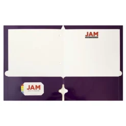 JAM 6pk 3 Hole Punch 2 Pocket Glossy Paper Folder - Purple