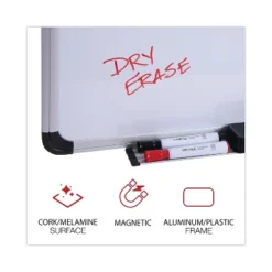 UNIVERSAL Cork/Dry Erase Board Melamine 36 X 24 Black/Gray Aluminum/Plastic Frame 43743